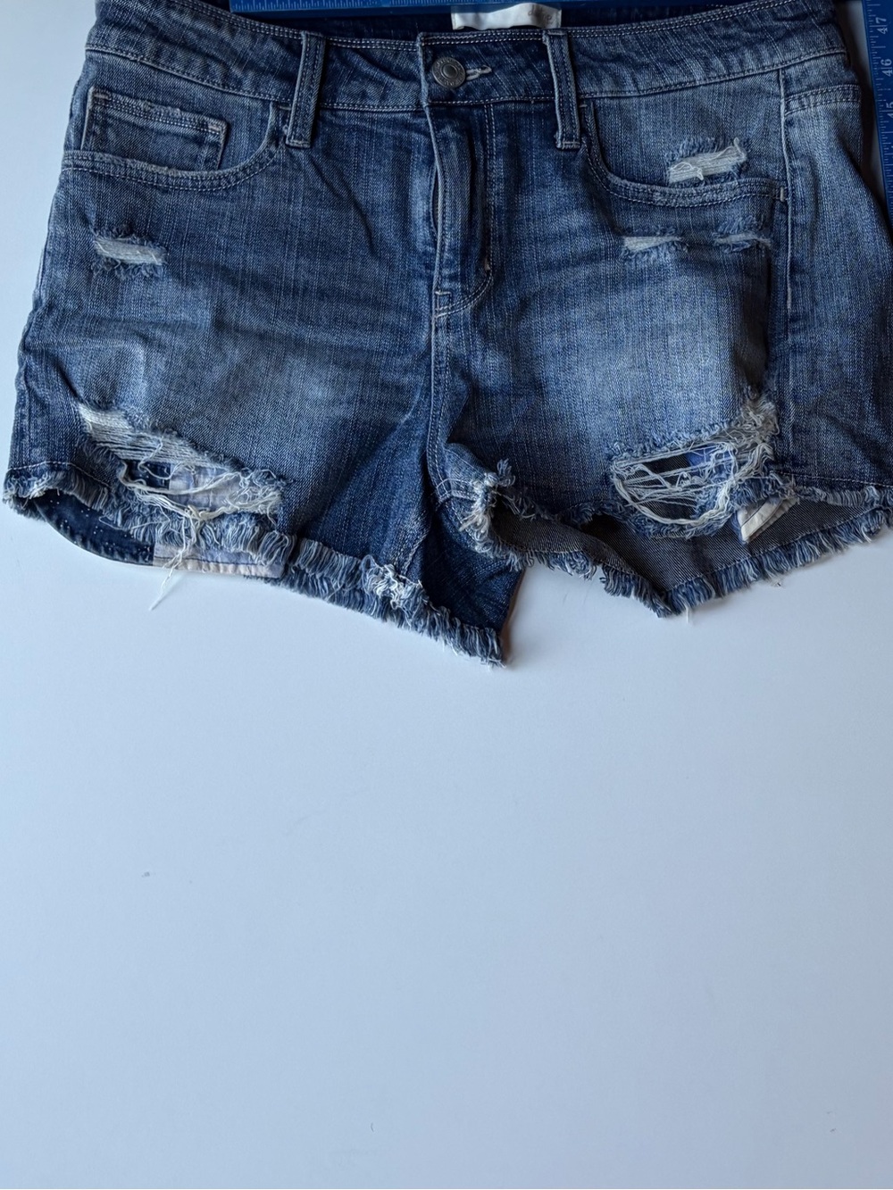 Daytrip Faded Distressed Denim Cutoff Shorts - Light Blue Wash